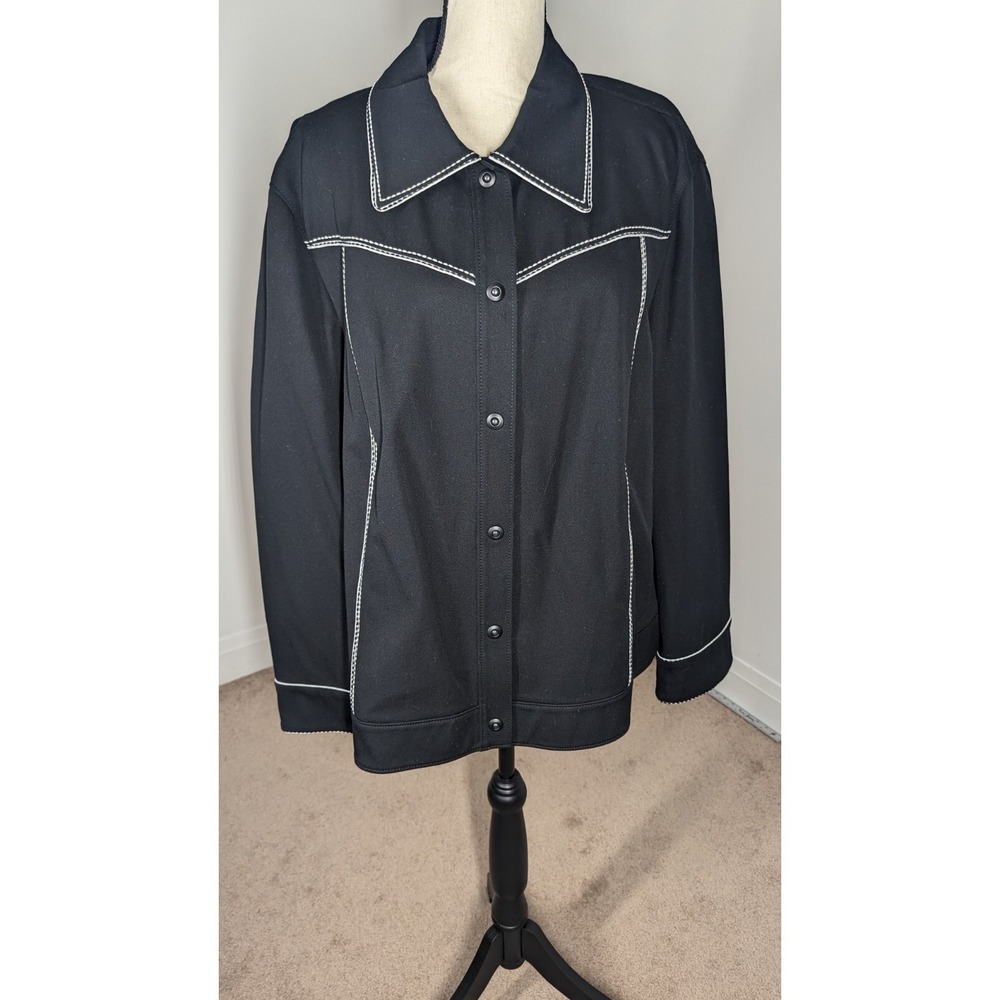 Dana‎ Buchman Shirt Womens 22 Black Western Cowgirl Rodeo Yoke Snap Button